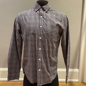J. Crew SIze Medium  Slim fit- Button down -Marroon - Blue-White Plaid